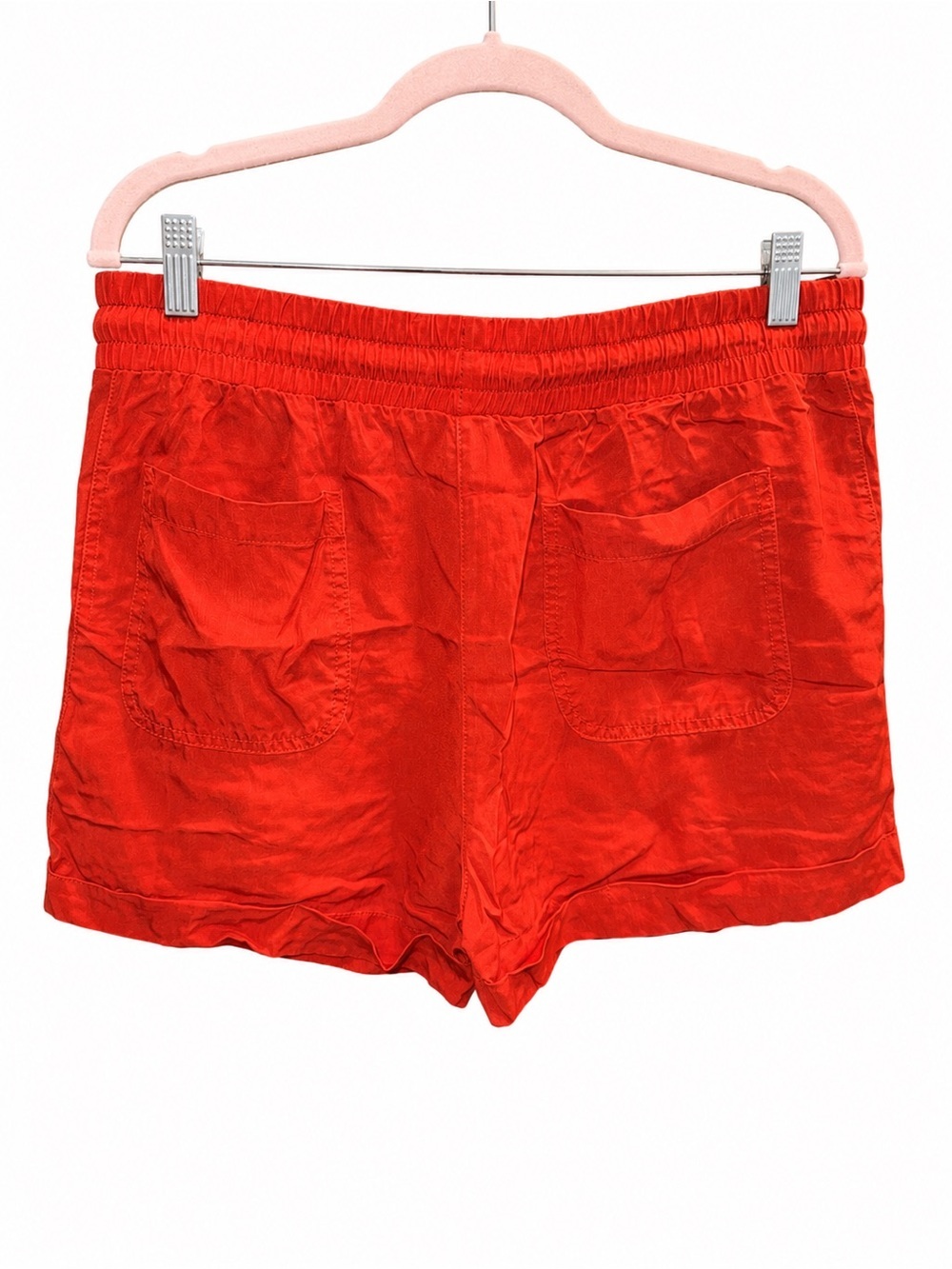 Women's Red Elastic Waist Drawstring Shorts - Picture 4 of 4